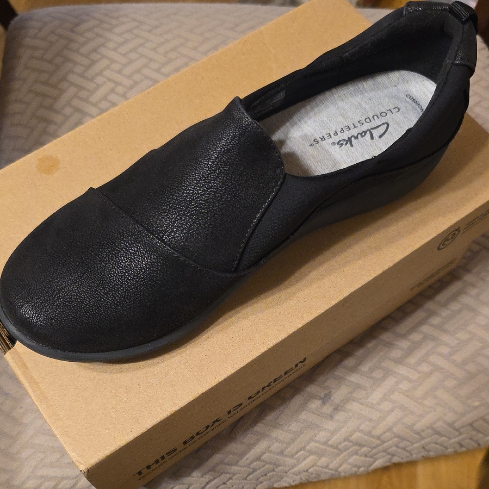 Clarks Black Slip-On Shoes